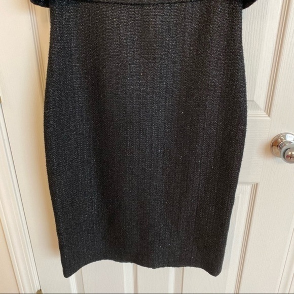 ST. JOHN Metallic Tweed Sleeveless Midi Dress in Black Size 10 - Picture 4 of 10